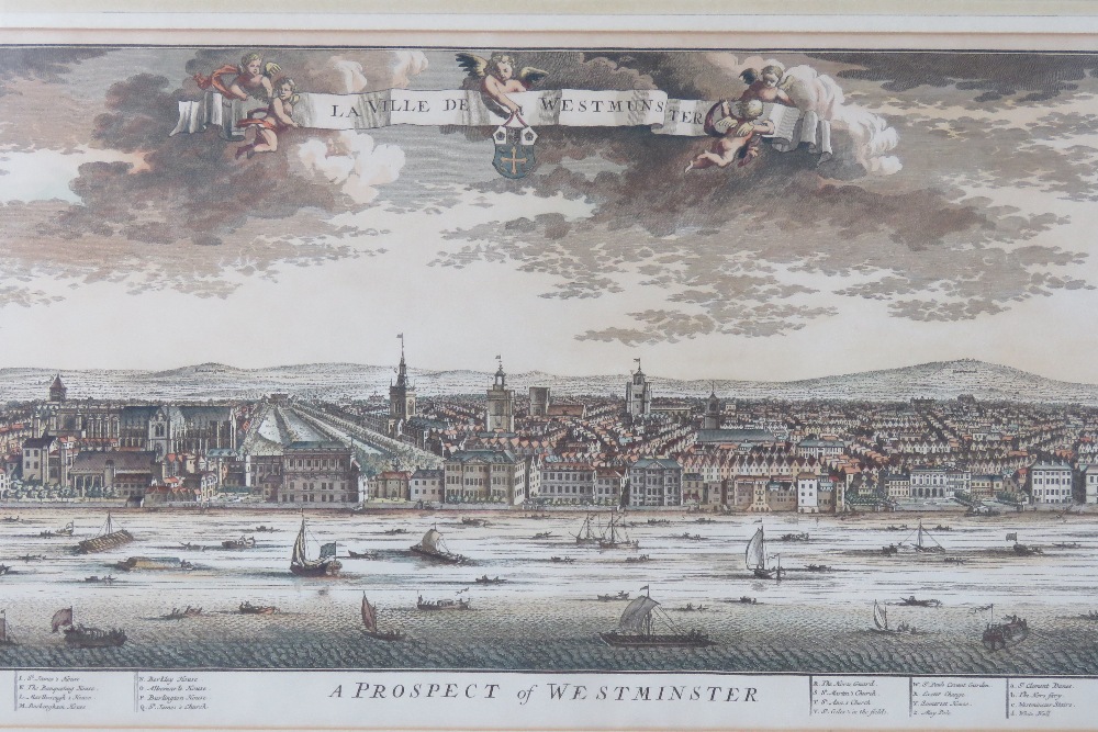 A prospect of the Westminster, a coloured steel engraving having key below of important buildings, - Image 2 of 4