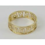 A 14ct gold Greek Key pattern ring, size J, stamped 585, 1g.