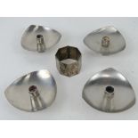 A German 800 silver napkin ring of octagonal form together with a set of four Danish 1960s