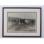 A signed limited edition print of cattle in flooded field, signed Williams in pencil lower left,