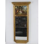 A rectangular bevel edged hall mirror having Constable print above,