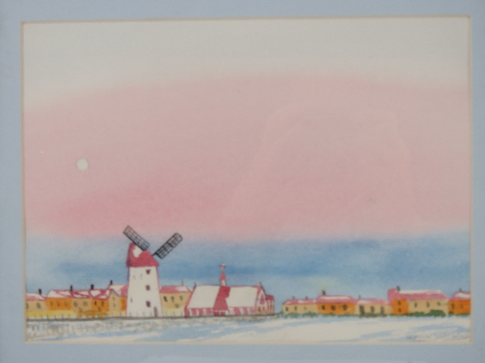 Frank Watkins; Watercolour 'Moonrise Lytham Windmill', dated 2014 and signed in pencil lower right, - Image 3 of 3