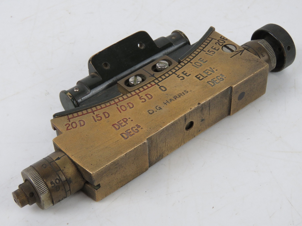 A brass clinometer sight mark IV dated 1944 having broad arrow upon and numbered 36124. - Image 4 of 6