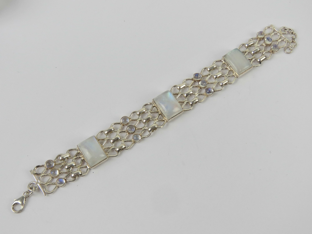 A silver and moonstone bracelet,