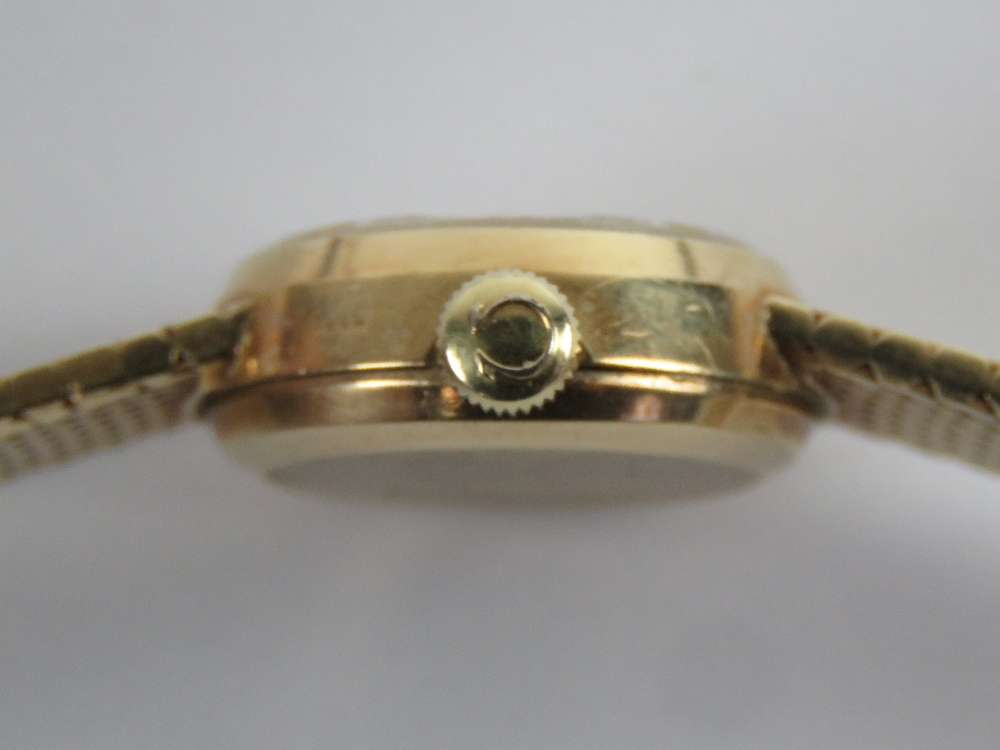 A 9ct gold ladies Omega cocktail wristwatch on integral strap, hallmarked 375, - Image 4 of 4