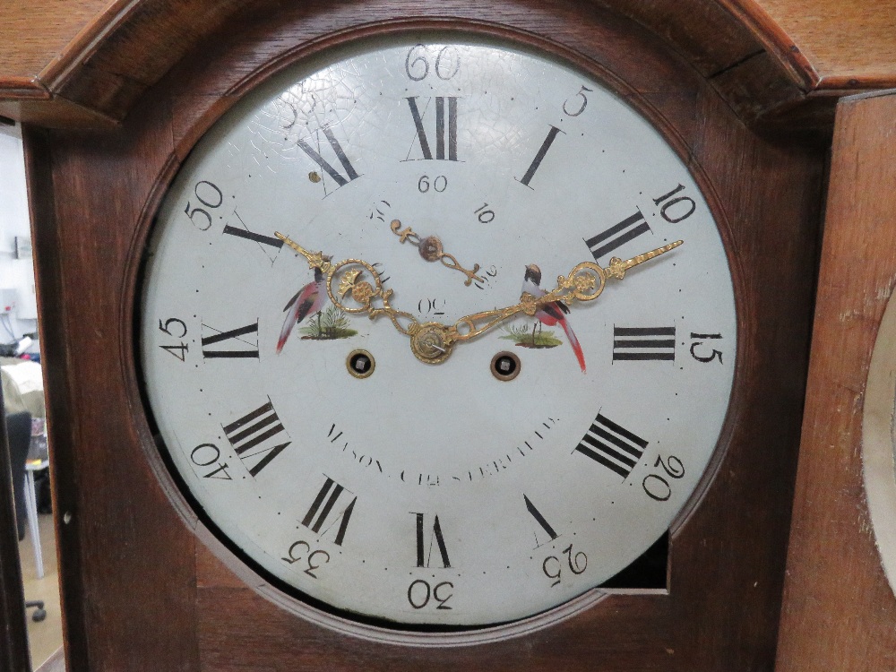 An oak crossbanded eight day long case clock, circular dial inscribed 'Mason, - Image 2 of 7
