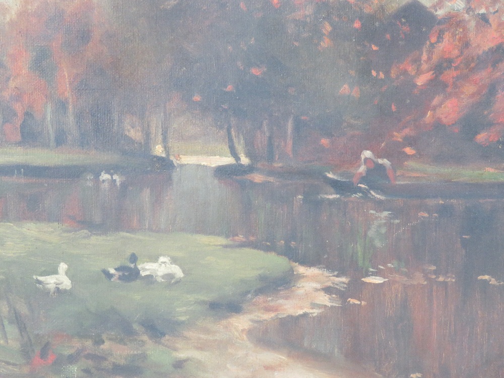 Two oil on canvas paintings, one being farmhouse with pond before (73 x 45cm), - Image 8 of 9