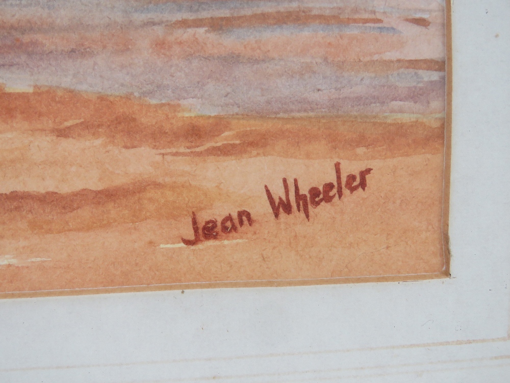 Watercolour by Jean Wheeler being a seaside scene of family with bucket and spade and model boat, - Image 2 of 3