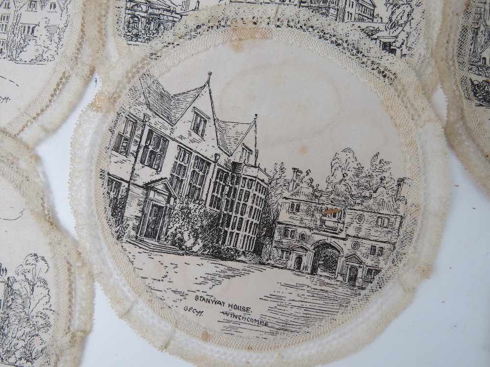 A quantity of handmade lace doilies together with a boxed set of vintage doilies showing houses of - Image 6 of 8