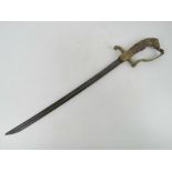 An Officer's sword having wire bound grip, lion's head pommel and oak leaf decoration to guard,