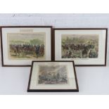 Three coloured steel engravings of military themes entitled 'Natal Mounted Police',