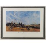 Jason Askew; Signed print, 'Charge of the 17th Lancers', framed and measuring 67.5 x 49.5cm.