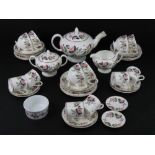 A tea and coffee service by Wedgwood in Hathaway Road pattern comprising teapot, lidded sugar bowl,