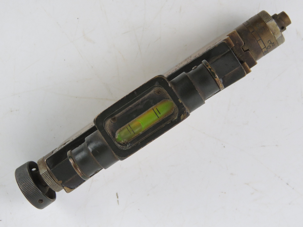 A brass clinometer sight mark IV dated 1944 having broad arrow upon and numbered 36124. - Image 3 of 6