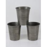 Three German pewter cups having Stuttgar