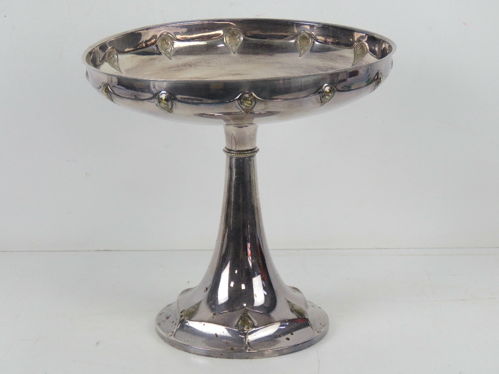 A silver plated tall tazza of Art Nouvea