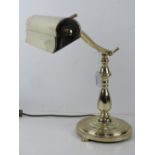 A brass banker's desk lamp with adjustable arm, a/f.