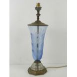 A pale blue early 20thC etched glass vas