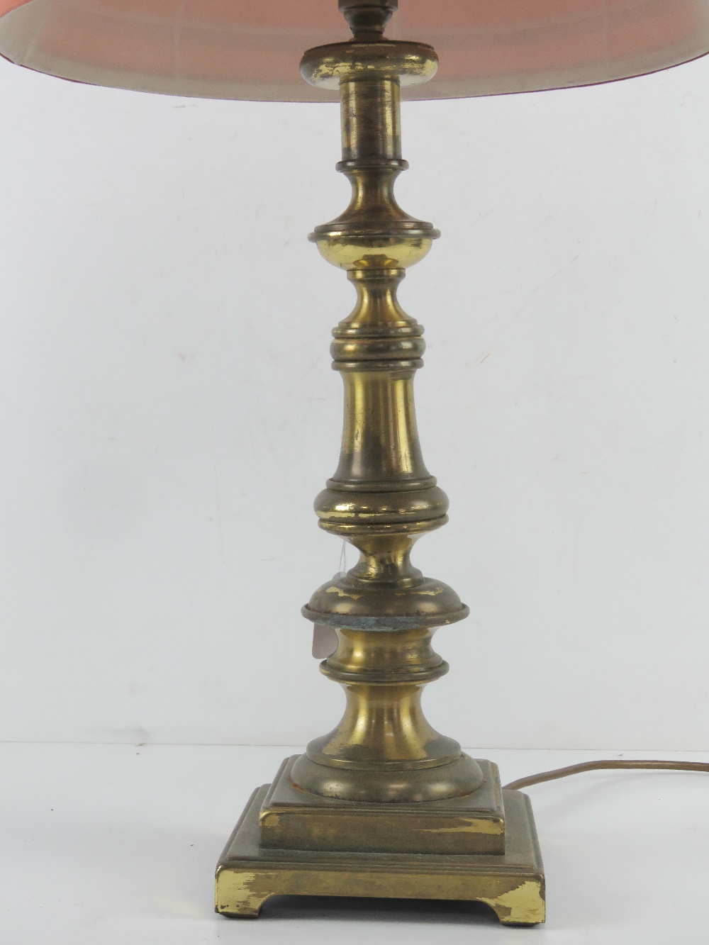 A brass table lamp having pink silk shad - Image 2 of 2