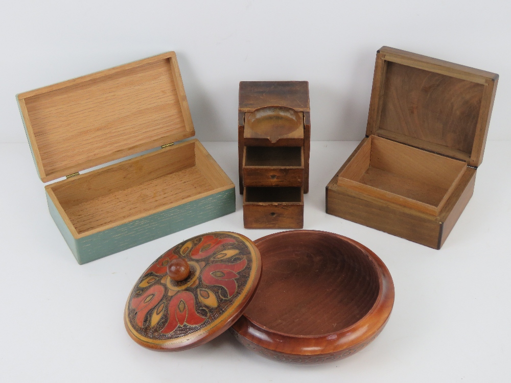 A selection of four assorted lidded boxe