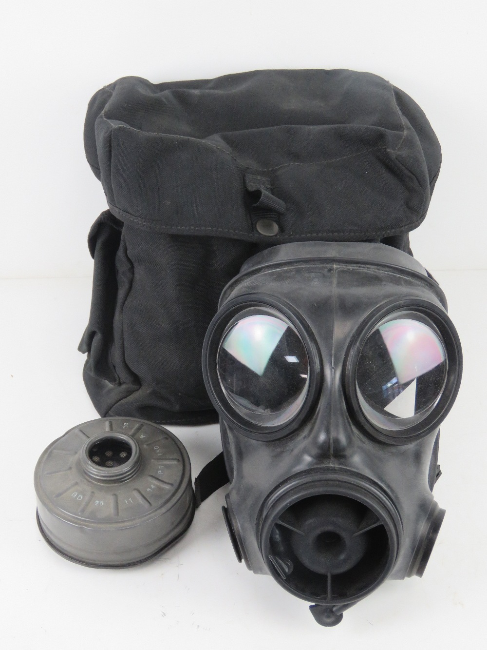 A Pakistan Pak 10 gas mask and bag.