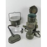 A German mess tin, together with a German gas mask, filter, tin and sling.