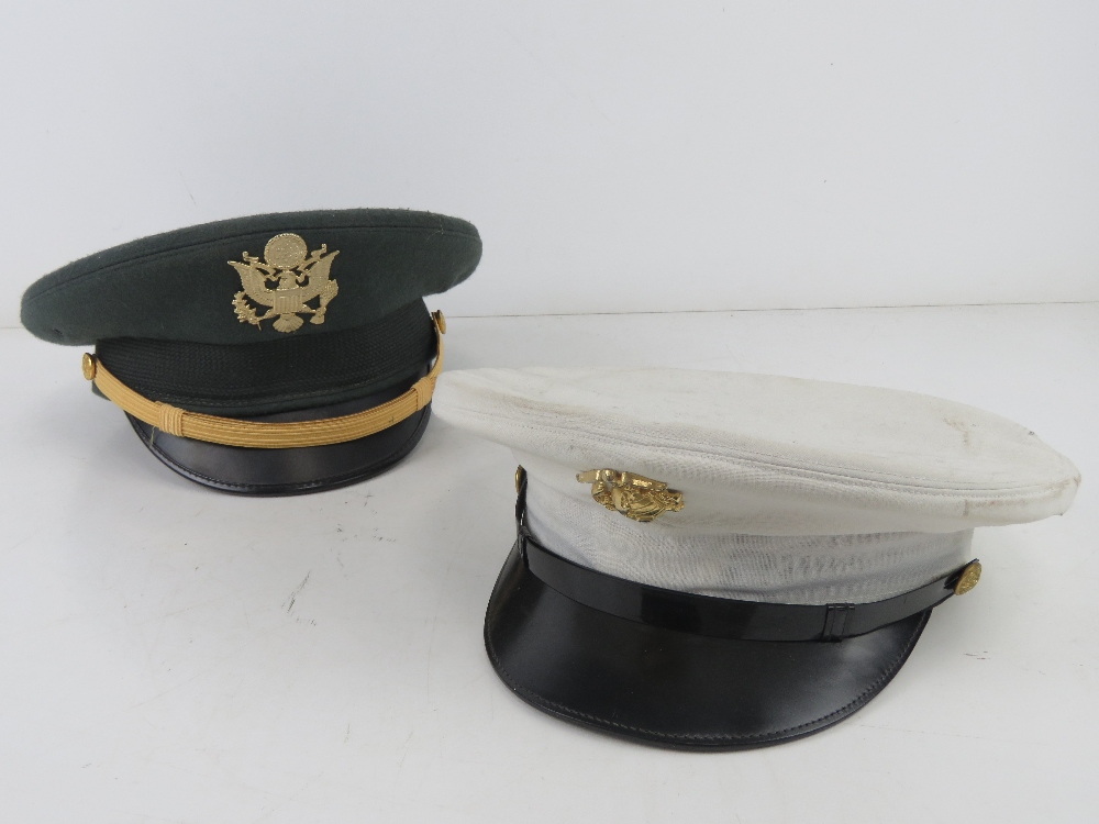 A US Marine Corp cap, together with a US army Cap size 7 1/8 inch. Two items.