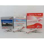 Three Interflug 1;200 scale model aircra