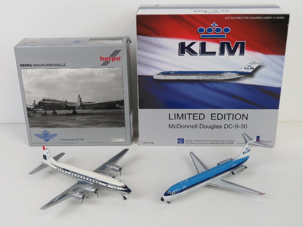 KLM Douglas DC-6B 1/200 scale model aircraft by Herpa, in box.