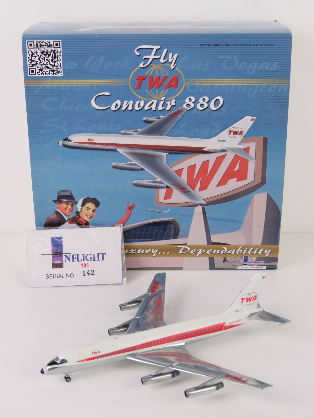 A TWA Convair 880 1/200 scale model airc