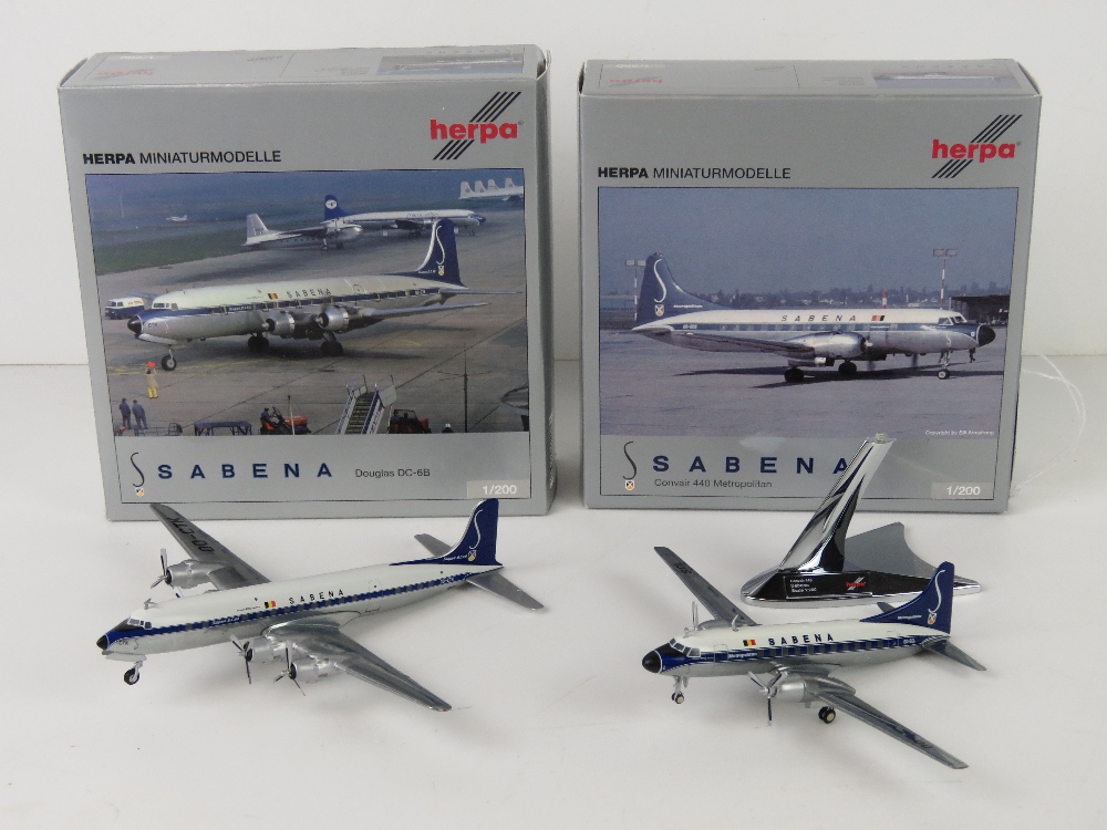 Two Sabena 1/200 scale model aircrafts b