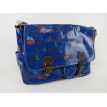 A London themed dark blue satchel type h