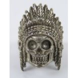 A white metal ring having skull in Nativ