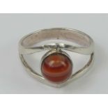 A HM silver banded carnelian ring of geo