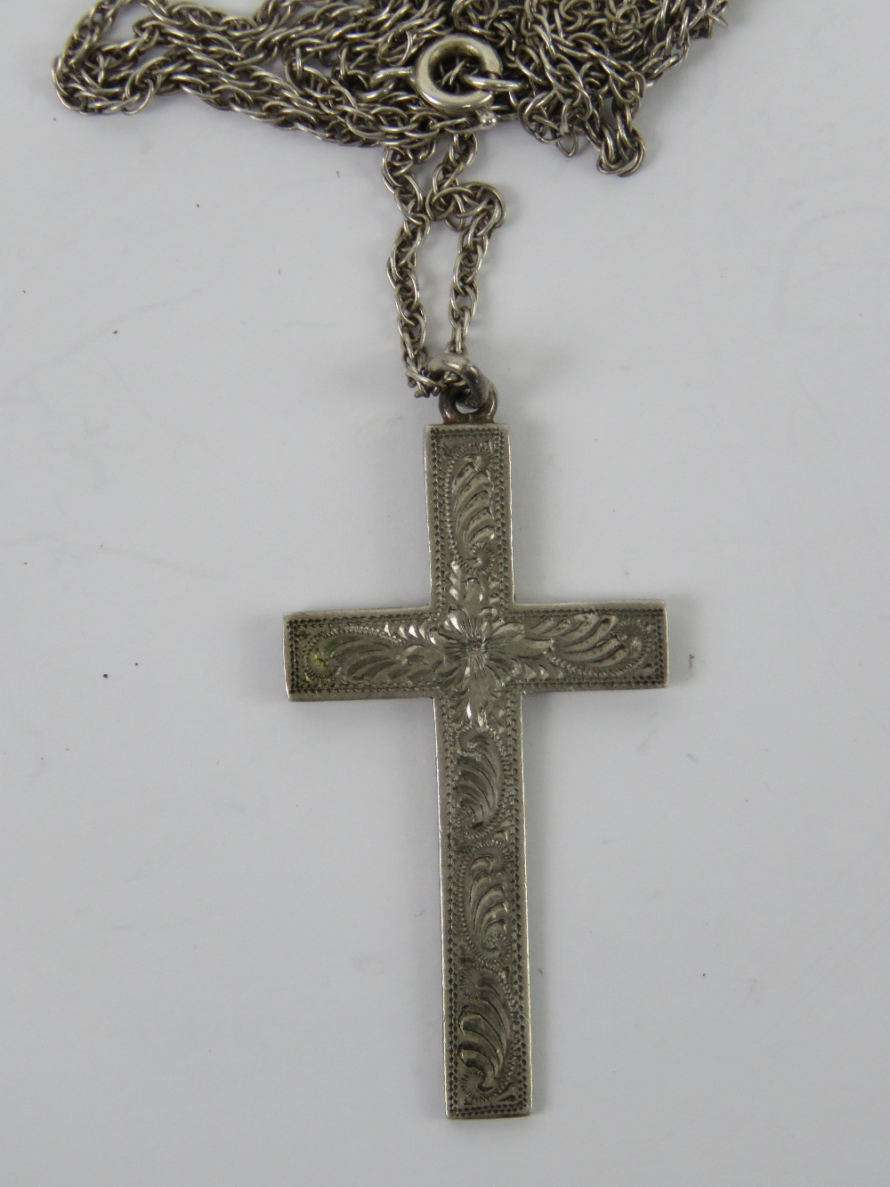 A large silver crucifix, stamped 935 to