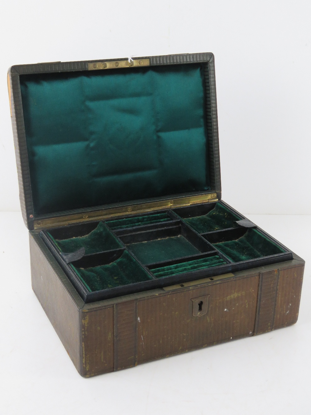 An antique jewellery box having two fitt - Image 2 of 4