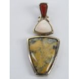 A HM silver pendant set with Jasper, Car