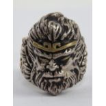 A large gothic style warrior head ring,