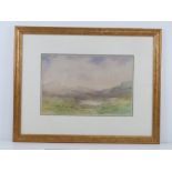 Watercolour; sheep grazing in field, mou