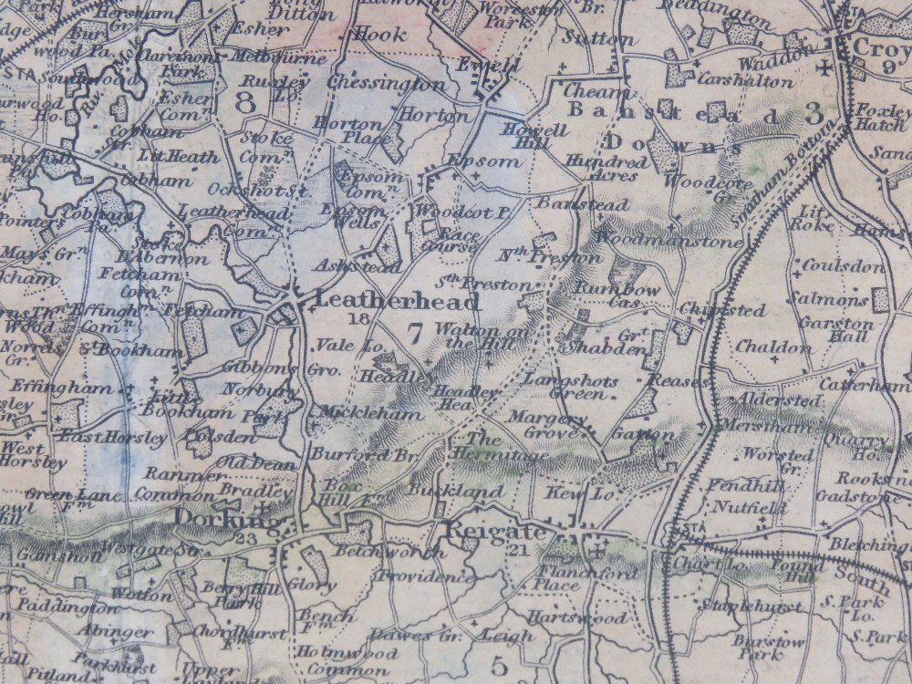 Surrey, drawn and engraved by J Archer for Dugdales England and Wales Delineated, hand coloured, - Image 6 of 6