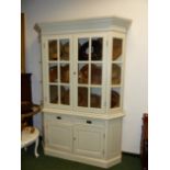 A WHITE PAINTED COUNTRY STYLE DISPLAY CABINET WITH TWO DRAWERS OVER TWO DOORS BELOW 164cm WIDE x 22c