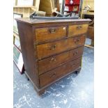 A GEORGIAN OAK AND INLAID CHEST OF DRAWERS.