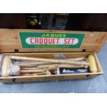 AN AS NEW JAQUES CROQUET SET.