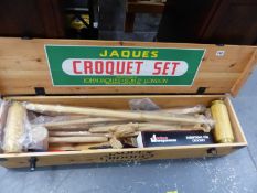 AN AS NEW JAQUES CROQUET SET.