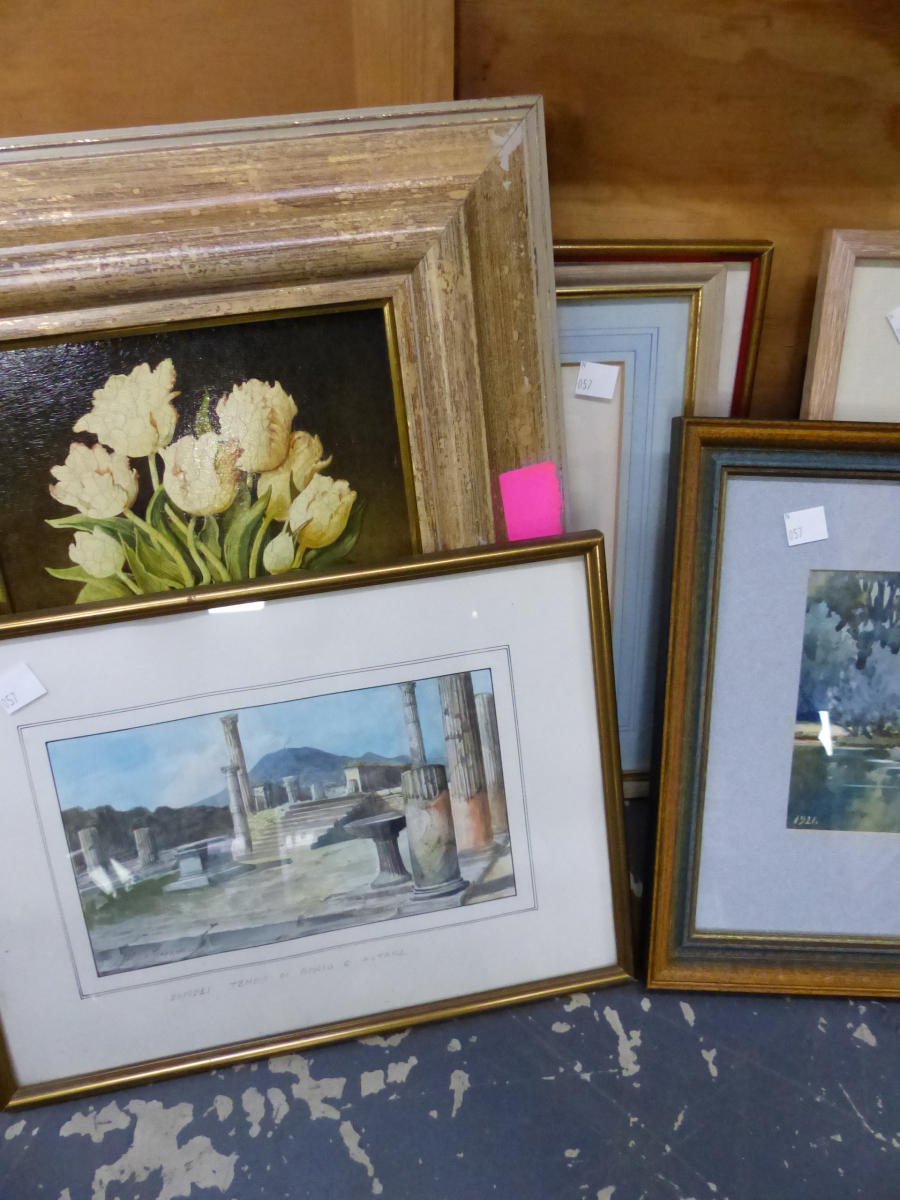 A LARGE COLLECTION OF FURNISHING PICTURES TO INCLUDE VARIOUS WATERCOLOURS ANTIQUE PRINTS, A FRAMED - Image 3 of 11