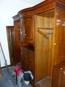 A LARGE EDWARDIAN INLAID MAHOGANY COMPACTUM WARDROBE.