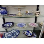 A GROUP OF 19th C. AND LATER DECORATIVE PLATES, PLATTERS, CROWN DERBY CUP ETC.