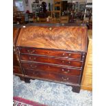 A GOERGE III MAHOGANY FALL FRONT BUREAU.