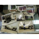 A COLLECTION OF VINTAGE BLACK AND WHITE PHOTOGRAPHS, TRACTORS AND OTHER VEHICLES.