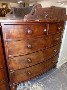 A LARGE VICTORIAN BOW FRONT CHEST OF DRAWERS.